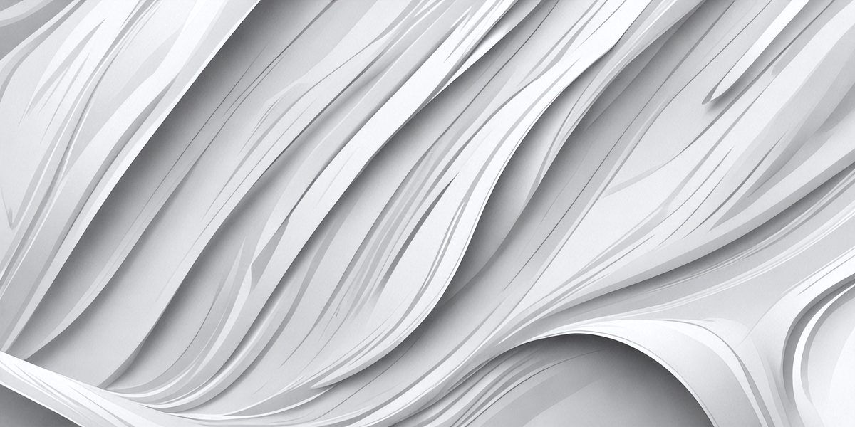 The primary subject of the image is a large, white sheet of paper with a wave-like pattern. The paper appears to be a textured, grayish-white color, giving it a unique and interesting appearance. The setting is a white background, which allows the paper to stand out as the main focus of the image. The visual style is a combination of a photo and a digital art, as the paper's texture and wave pattern are created through digital manipulation. The colors and mood of the image are predominantly white and gray, with a subtle hint of blue, giving it a clean, modern, and minimalist feel.