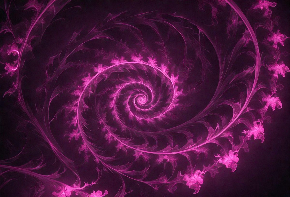 The primary subject of the image is a spiral pattern, which is the main object, scene, or focus of the image. The spiral pattern is set against a purple background, creating a visually striking and vibrant scene. The visual style of the image is a combination of photo and digital art, as it appears to be a close-up of a spiral pattern with a purple background. The colors and mood of the image are predominantly purple, which gives it a unique and artistic appearance.