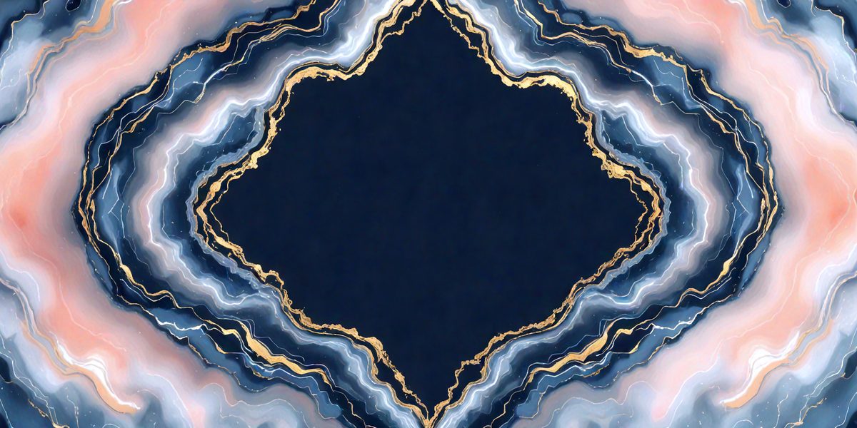 The primary subject of the image is a blue and gold patterned background. The setting is a dark blue background with a gold pattern, creating a visually striking contrast. The visual style of the image is a combination of digital art and illustration, with the gold pattern resembling a stained glass window. The colors and mood of the image are predominantly dark blue and gold, giving it a rich and luxurious appearance.