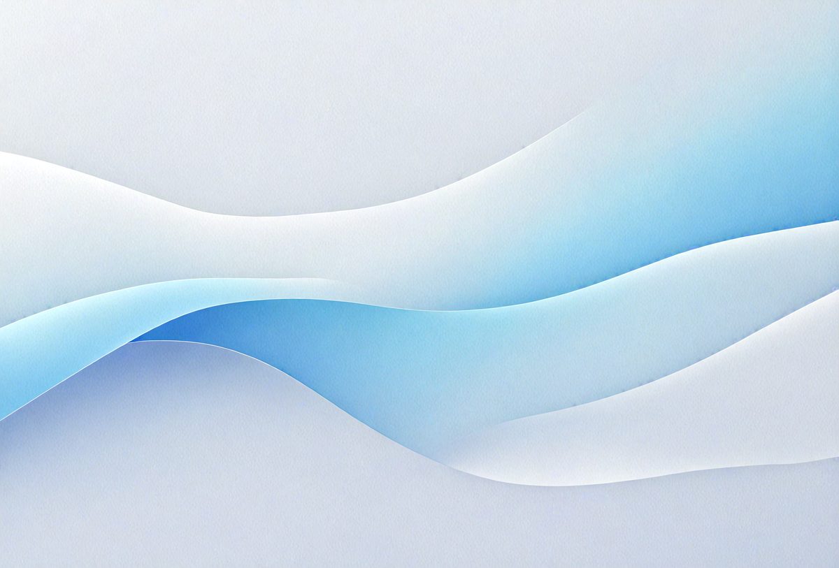 The primary subject of the image is a blue wave, which is the main focus of the scene. The wave is depicted in a digital art style, giving it a modern and visually appealing appearance. The setting is a white background, which provides a clean and minimalist look to the image. The overall atmosphere is calm and serene, as the blue wave gently flows across the white surface.