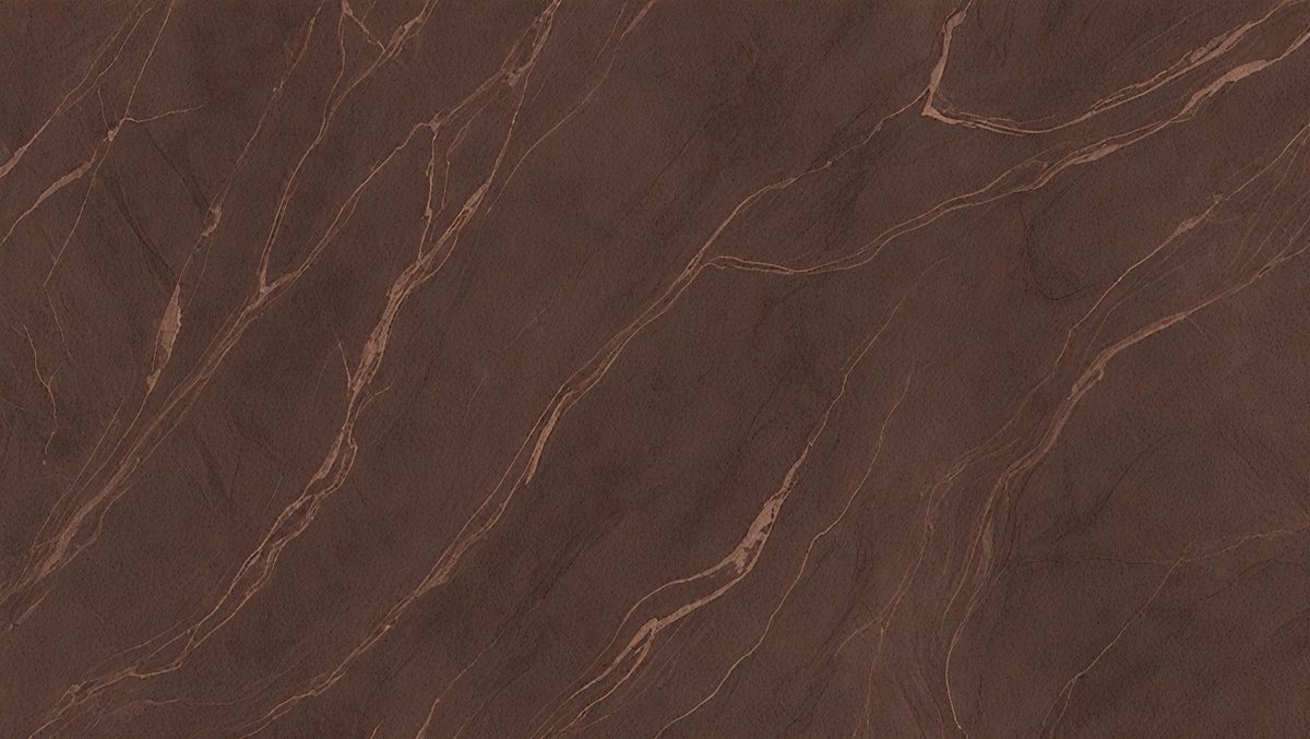 The primary subject of the image is a close-up of a brown marble tile. The setting is a wall with a patterned texture, giving the appearance of a wood grain. The visual style is a photo, showcasing the intricate details of the marble tile. The colors and mood of the image are warm and natural, with the brown marble tile being the main focus.