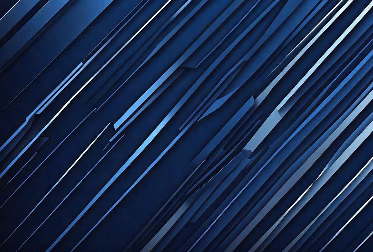 The primary subject of the image is a blue background with a pattern of blue and white stripes. The setting is a dark room, and the visual style appears to be a digital art or illustration. The colors and mood of the image are predominantly blue and dark, creating a calm and serene atmosphere.