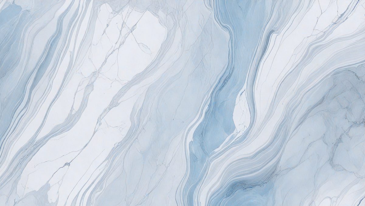 The primary subject of the image is a marble-like pattern, which is the main object, scene, or focus of the image. The setting or background features a white and blue marble-like pattern, which gives the image a clean and elegant appearance. The visual style of the image is a close-up of the marble-like pattern, which highlights the intricate details and textures of the surface. The colors and mood of the image are predominantly white and blue, creating a sense of calmness and sophistication.