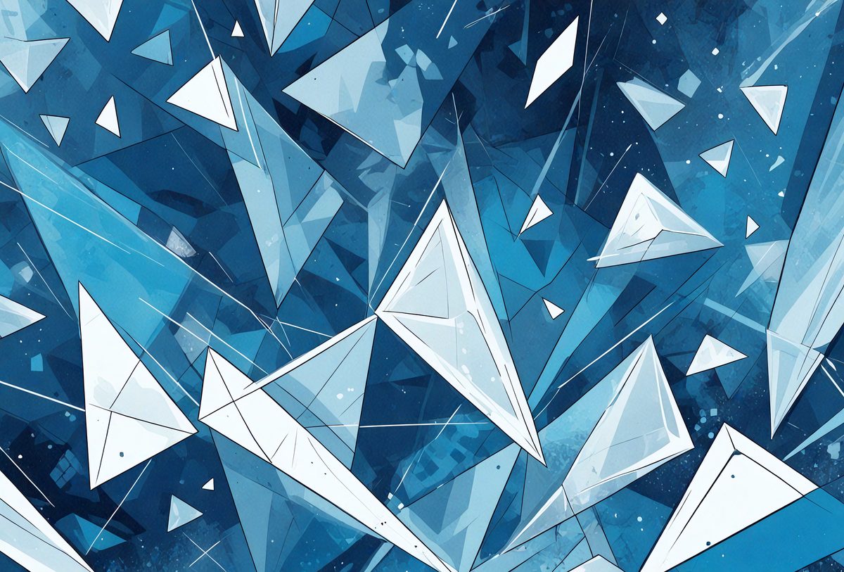 The primary subject of the image is a blue and white pattern, which appears to be a digital art or illustration. The setting is a blue background, and the visual style is a combination of digital art and illustration. The colors and mood of the image are predominantly blue and white, creating a calm and serene atmosphere.