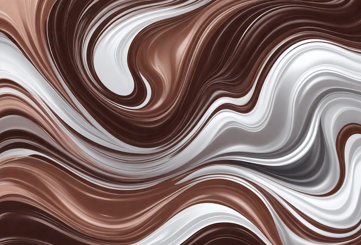 The primary subject of the image is a swirling pattern of brown and white colors. The setting is a wall, and the visual style appears to be a combination of a photo and digital art. The dominant colors are brown and white, creating a mood of contrast and depth.