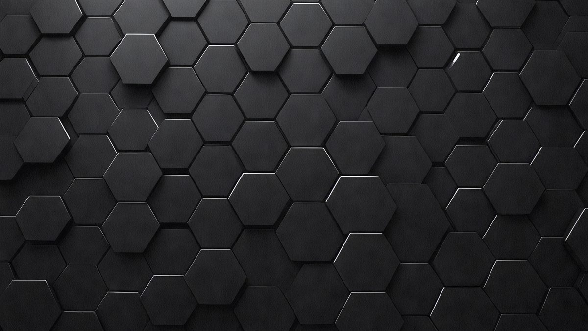 The primary subject of the image is a black and white patterned surface, which appears to be a wall or a piece of artwork. The setting is a black background, which contrasts with the patterned surface. The visual style is a combination of a photo and a digital artwork, creating a unique and intriguing appearance. The colors and mood of the image are predominantly black and white, giving it a classic and timeless feel.