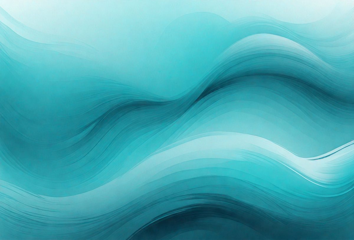 The primary subject of the image is a large, blue wave. The setting is a blue ocean, and the visual style is a digital art or illustration. The dominant colors are blue and white, creating a serene and calming atmosphere.
