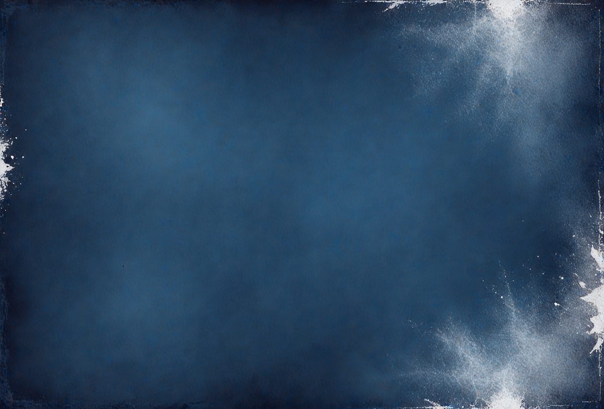 The primary subject of the image is a blue background with a white splash. The setting is a dark blue sky, and the visual style appears to be a digital art or illustration. The colors and mood of the image are predominantly dark and moody, with the white splash adding a contrasting element to the overall atmosphere.