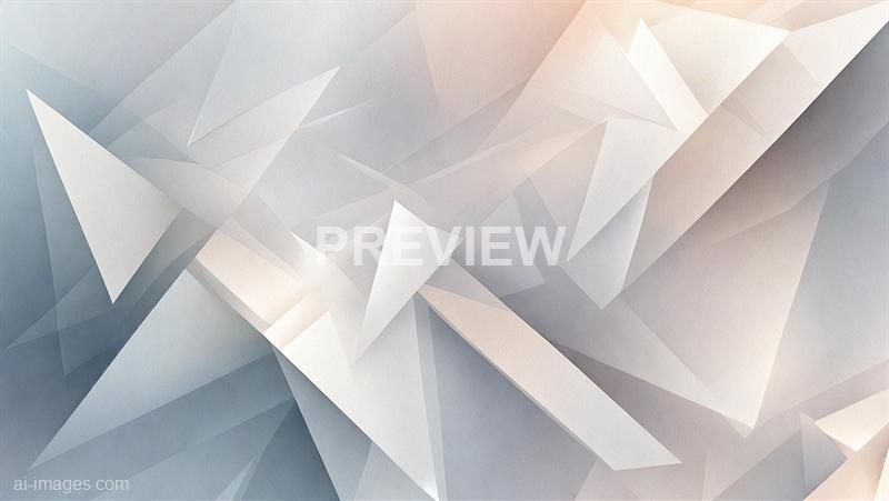 The image features an abstract geometric background composed of various overlapping triangles and polygons in soft pastel shades. The color palette includes muted tones of white, beige, light blue, and hints of peach, creating a calm and sophisticated visual effect. The shapes have a subtle texture, giving the overall composition a sense of depth and dimension.