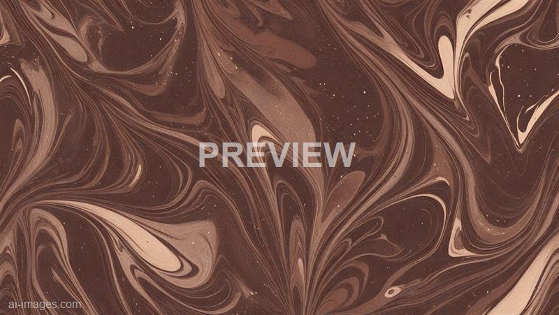 The image features a swirling, marbled pattern with shades of brown, beige, and hints of white. The design has a fluid, organic appearance with intricate, flowing lines that create a sense of movement and depth. Small specks of white are scattered throughout, adding subtle texture to the overall abstract composition.