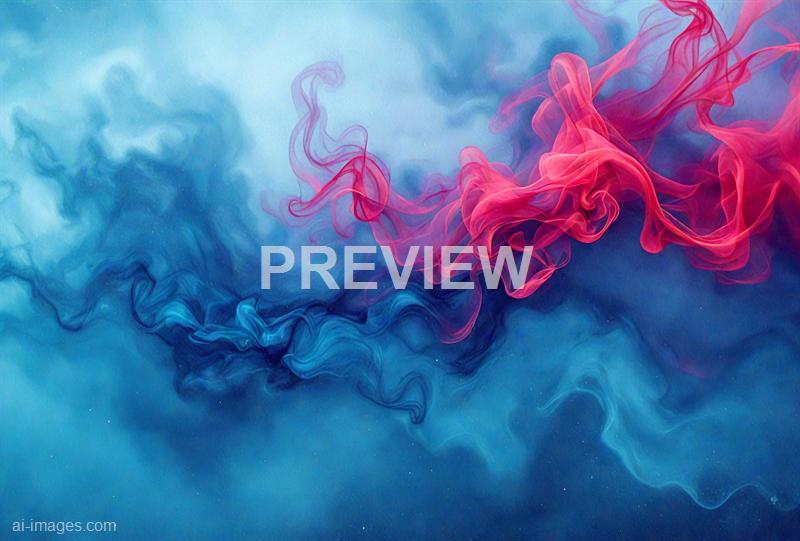 The image features swirling clouds of vibrant blue and pink ink diffusing in water, creating an abstract and dynamic visual. The blue dominates the background, while the pink ink forms intricate, wispy tendrils that intertwine and flow across the scene, giving a sense of movement and fluidity.