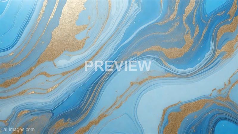The image features an abstract pattern with swirling shades of blue and gold. The design appears to mimic the natural flow of marble or agate stone, with smooth, flowing lines and a textured appearance created by the contrasting colors and fine details. Tiny shimmering specks are scattered throughout, adding a sense of depth and elegance to the composition.