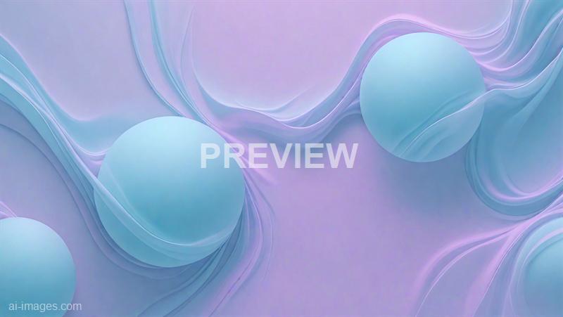 The image features an abstract digital artwork with soft, flowing lines and smooth, rounded shapes. The color palette is predominantly pastel shades of lavender, light blue, and hints of pink, creating a calming and ethereal atmosphere. The composition includes several large, spherical forms and delicate, wispy streaks that give a sense of depth and motion to the scene.