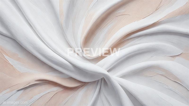The image features a close-up view of soft, flowing fabric with a smooth texture. The fabric is primarily white with subtle hints of beige, creating gentle folds and curves that give a sense of movement and elegance. The overall appearance is delicate and airy, emphasizing the softness and fine details of the material.