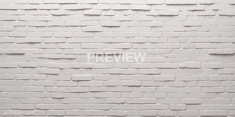 The image depicts a white brick wall with a textured surface. The bricks are arranged in a horizontal pattern, with some bricks slightly protruding or uneven, giving it an aged or rustic appearance. The overall color is uniform, with subtle shadows emphasizing the three-dimensional quality of the bricks.