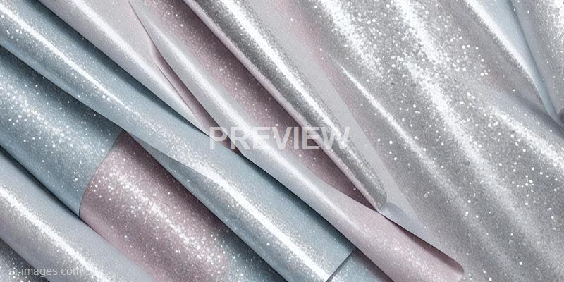 The image displays several sheets of pastel-colored paper or fabric, arranged in overlapping layers. Each sheet features a shimmering, glittery surface with tiny white specks that resemble a subtle, sparkly pattern, giving a soft and elegant appearance. The colors include shades of light pink, silver, and blue, creating a delicate and sophisticated visual effect.