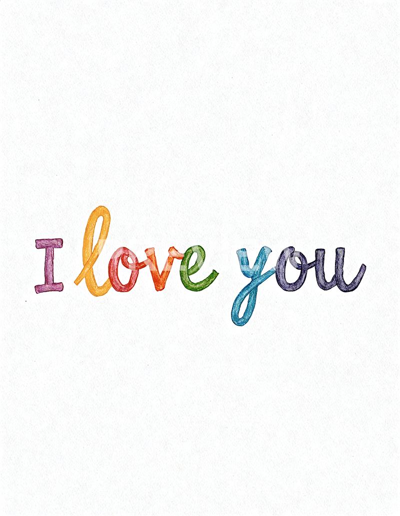 The image features the phrase "I love you" written in colorful, cursive letters on a white background. Each letter is in a different vibrant color, creating a cheerful and affectionate visual message with no additional objects or elements present.