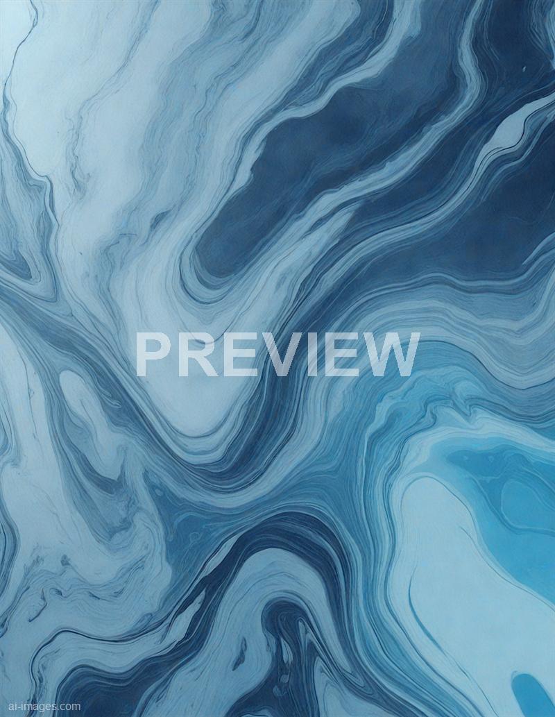 The image features an abstract pattern resembling flowing marble or swirling liquid, primarily composed of various shades of blue ranging from light to dark. The intricate lines and curves create a sense of movement and depth, giving the impression of a natural stone surface or a fluid art piece. There are no distinct objects or figures, just an artistic arrangement of colors and textures.