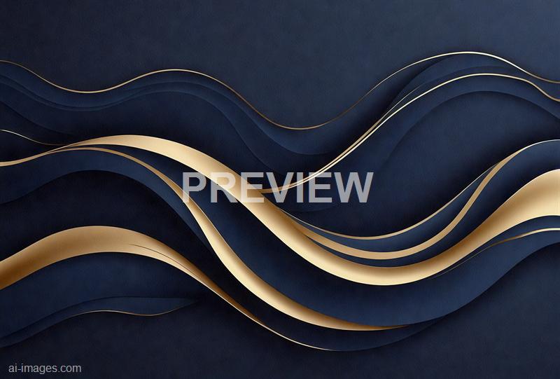 The image features an abstract design with multiple layered wavy lines in dark blue and beige colors, creating a flowing, wave-like pattern across the canvas. The texture appears to be slightly textured, adding depth and sophistication to the smooth, curved lines that overlap and intertwine. The overall aesthetic is modern and elegant, with a focus on fluidity and contrast between the dark and light tones.