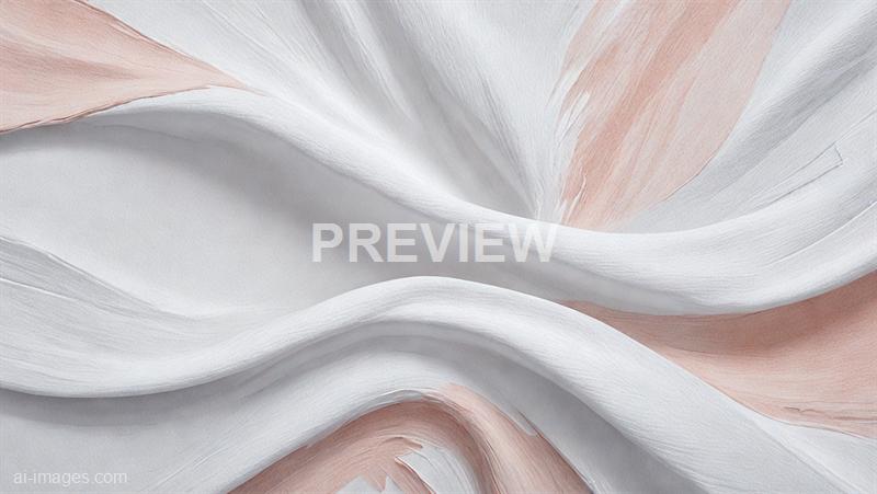 The image showcases a close-up view of soft, flowing fabric with gentle folds and waves. The fabric features a smooth texture with subtle variations in white and light peach tones, highlighting the delicate and silky appearance of the material. The overall composition emphasizes the fluidity and elegance of the fabric's drape.