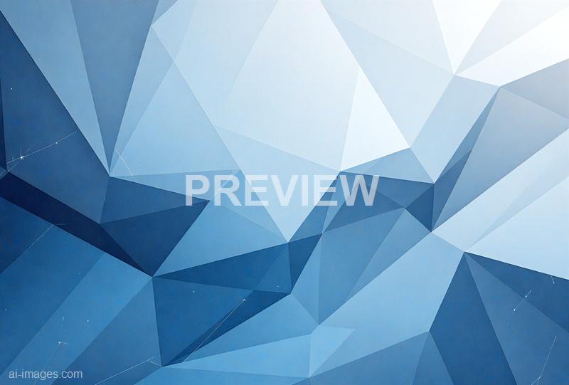 The image features an abstract geometric pattern composed of various triangular shapes in different shades of blue, ranging from light to dark. The shapes are arranged in a seemingly random yet symmetrical manner, creating a sense of depth and movement across the image. The overall effect is a modern, digital art style with a clean and sleek appearance.