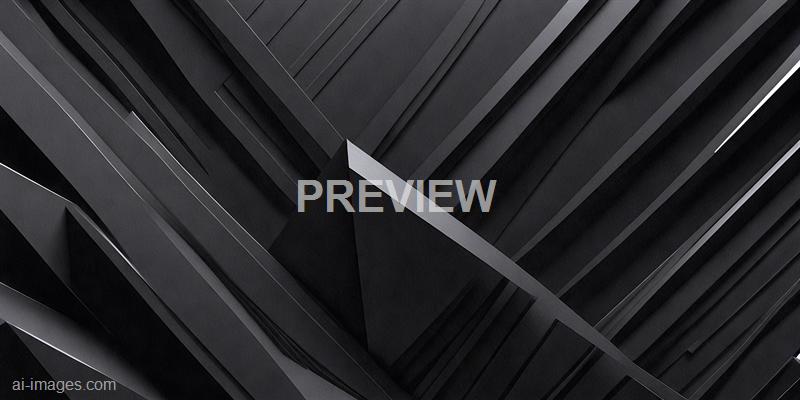 The image features an abstract composition of overlapping black and dark gray rectangular and linear shapes, creating a layered, geometric pattern. The sharp angles and varying shades of black and gray give a sense of depth and three-dimensionality, resembling a modern architectural or sculptural design with a sleek and minimalist aesthetic.