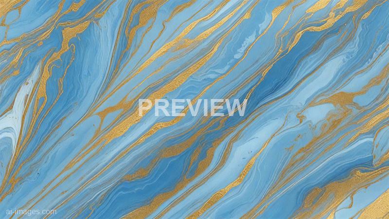 The image displays an abstract pattern resembling swirling marble or fluid art, with flowing lines and streaks of blue shades interwoven with gold accents. The gold appears textured, adding a metallic shimmer to the predominantly blue composition, creating a dynamic and luxurious visual effect.