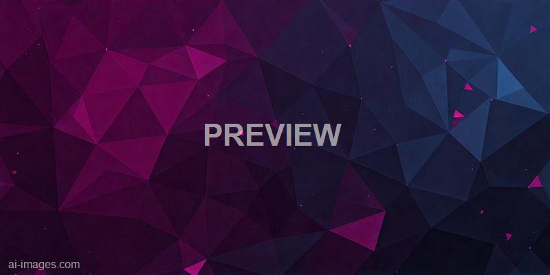 The image features an abstract geometric background composed of interconnected triangles in shades of purple and dark blue. Small pink triangles and tiny dots are scattered throughout, adding a sense of depth and complexity to the pattern. The overall aesthetic is modern and vibrant, with a gradient effect creating a dynamic visual impression.