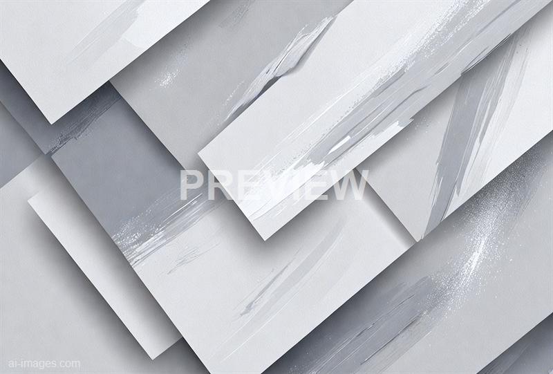 The image features layered sheets of white paper arranged in a slightly overlapping manner, creating a textured, abstract pattern. The papers have painted or brushed silver streaks and subtle glitter-like accents, giving an impression of a metallic or artistic finish against a light, neutral background. The overall aesthetic is modern and minimalistic with a touch of shimmer.