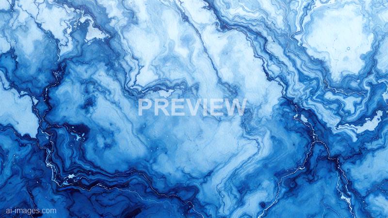 The image displays an abstract pattern resembling swirling marble or fluid art, predominantly in shades of blue ranging from light to dark. The intricate lines and veins create a sense of depth and movement, with some areas appearing more textured and others more smooth, giving an impression of a vibrant, flowing design. The overall composition is dynamic and visually captivating, emphasizing the fluidity of the pattern.