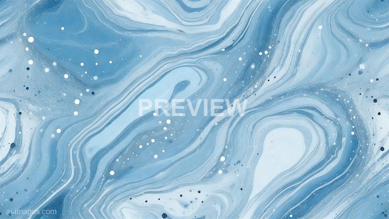 The image features an abstract pattern resembling swirling marble or fluid art, predominantly in shades of blue and white. Small white and dark blue dots are scattered throughout, adding texture and depth to the flowing, marbled design. The overall appearance is smooth and dynamic, evoking a sense of movement within the abstract composition.