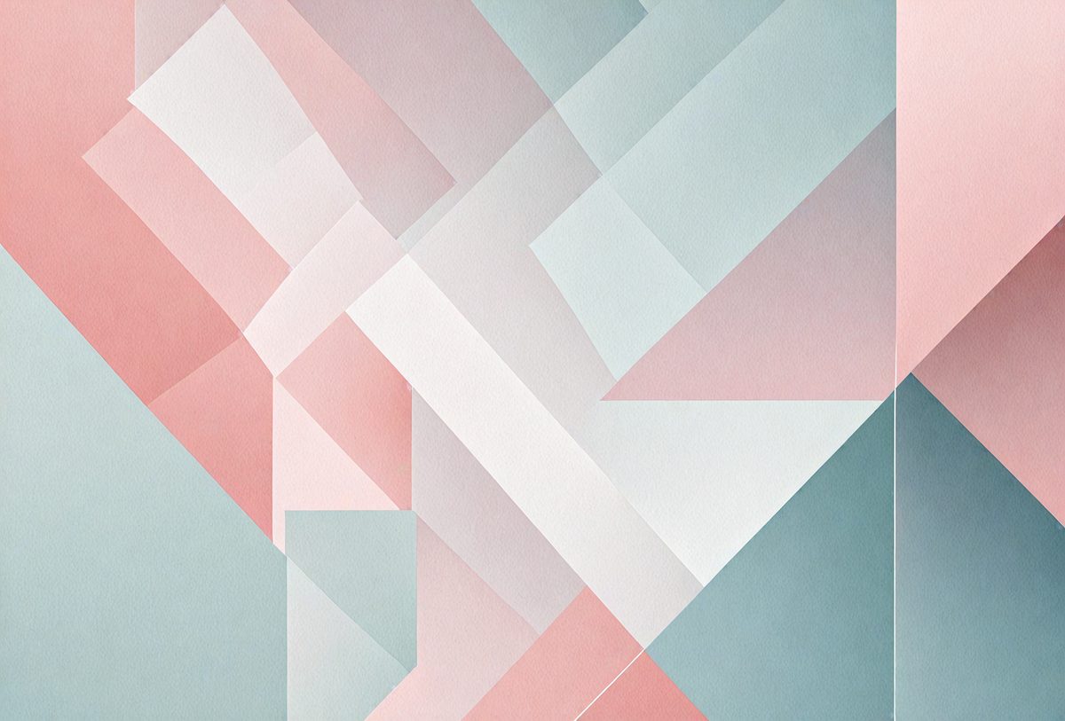 The primary subject of the image is a geometric pattern, which is a digital art piece. The setting is a blue and pink background, creating a visually appealing contrast. The visual style is a combination of digital art and illustration, showcasing the artist's creativity and skill. The dominant colors in the image are blue and pink, which evoke a sense of calmness and warmth.