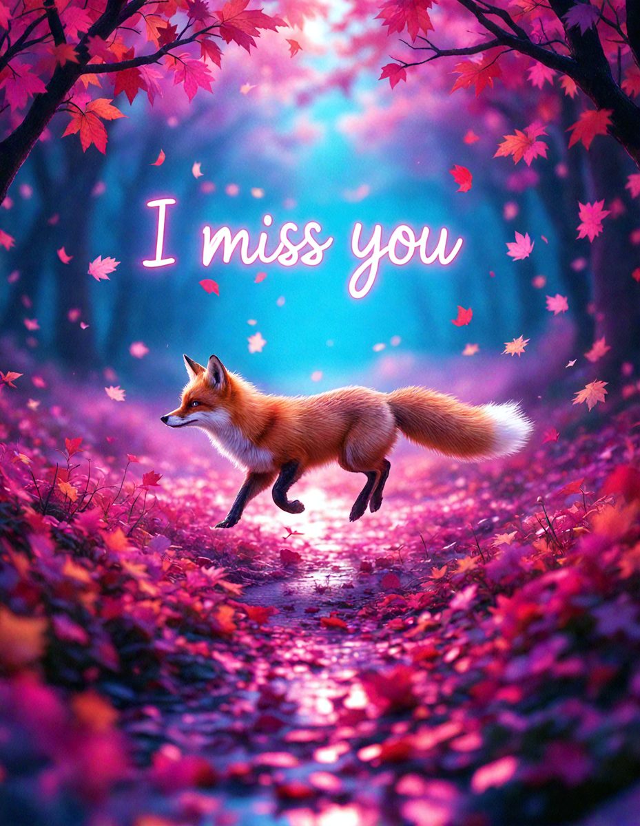 The primary subject of the image is a fox, which is the main object, scene, or focus of the image. The setting/background features a forest with pink leaves, creating a vibrant and colorful environment. The visual style of the image is digital art, as it is a digital illustration of a fox walking through the forest. The dominant colors in the image are pink and orange, giving it a warm and inviting atmosphere.
