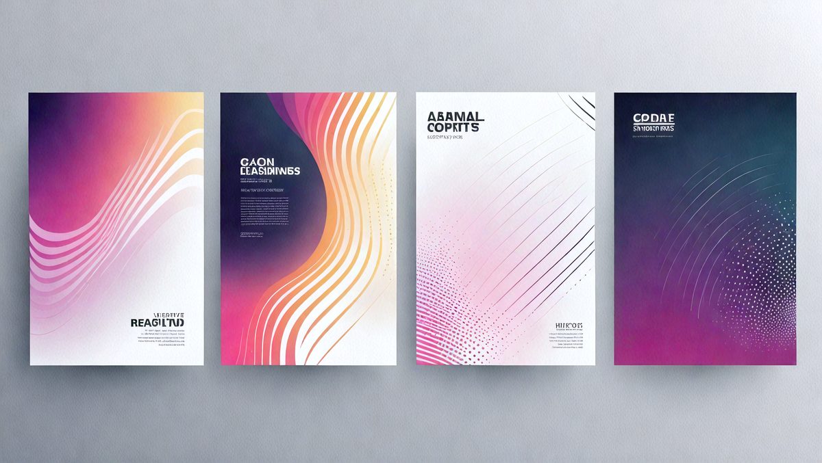 The image features four different posters, each with a unique design and color scheme. The posters are displayed on a gray background, which provides a clean and minimalist appearance. The primary subject of the posters is the word "Gaonings," which is written in different colors and styles on each poster. The visual style of the posters is a combination of digital art and illustration, creating a modern and eye-catching presentation. The colors and mood of the posters are vibrant and energetic, with each poster showcasing a distinctive color palette and design.